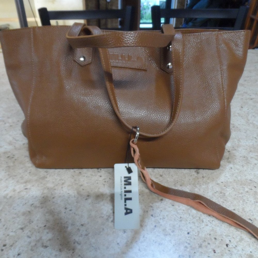 NWT M.I.L.A.  Luxury Tote Bag - Brown Leather